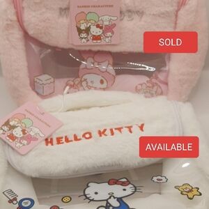 Sanrio HELLO KITTY Plush Clear Organizer Travel Storage Makeup Toiletries Bag